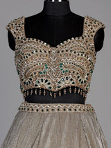 Gold womens emerald stone lehenga choli