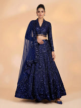 Navy womens glamorous sequin lehenga choli