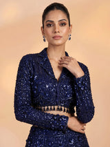 Navy womens glamorous sequin lehenga choli