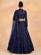 Navy womens glamorous sequin lehenga choli