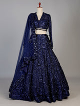 Navy womens glamorous sequin lehenga choli