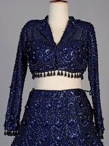 Navy womens glamorous sequin lehenga choli