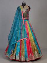 Multi color womens coin fringe lehenga choli