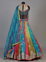 Multi color womens coin fringe lehenga choli