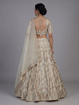 Ivory womens dupion silk sequin lehenga