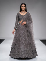 Deep grey womens crystal embellished lehenga
