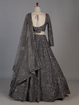 Deep grey womens crystal embellished lehenga