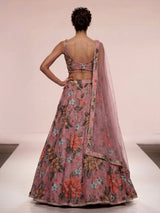 Onion pink womens floral printed lehenga