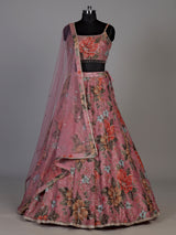 Onion pink womens floral printed lehenga
