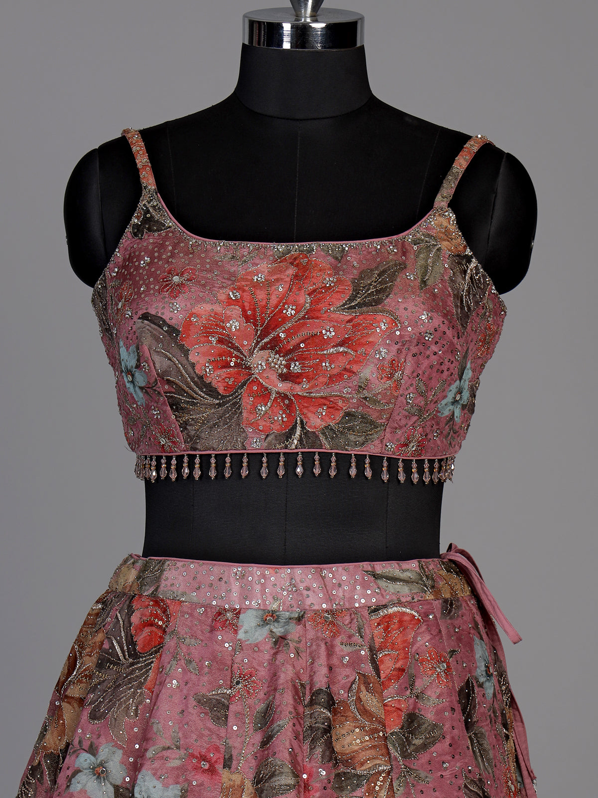 Onion pink womens floral printed lehenga