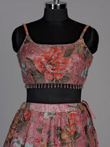 Onion pink womens floral printed lehenga