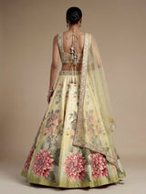 Yellow womens peacock embroidered lehenga choli