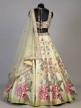 Yellow womens peacock embroidered lehenga choli