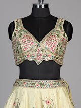 Yellow womens peacock embroidered lehenga choli