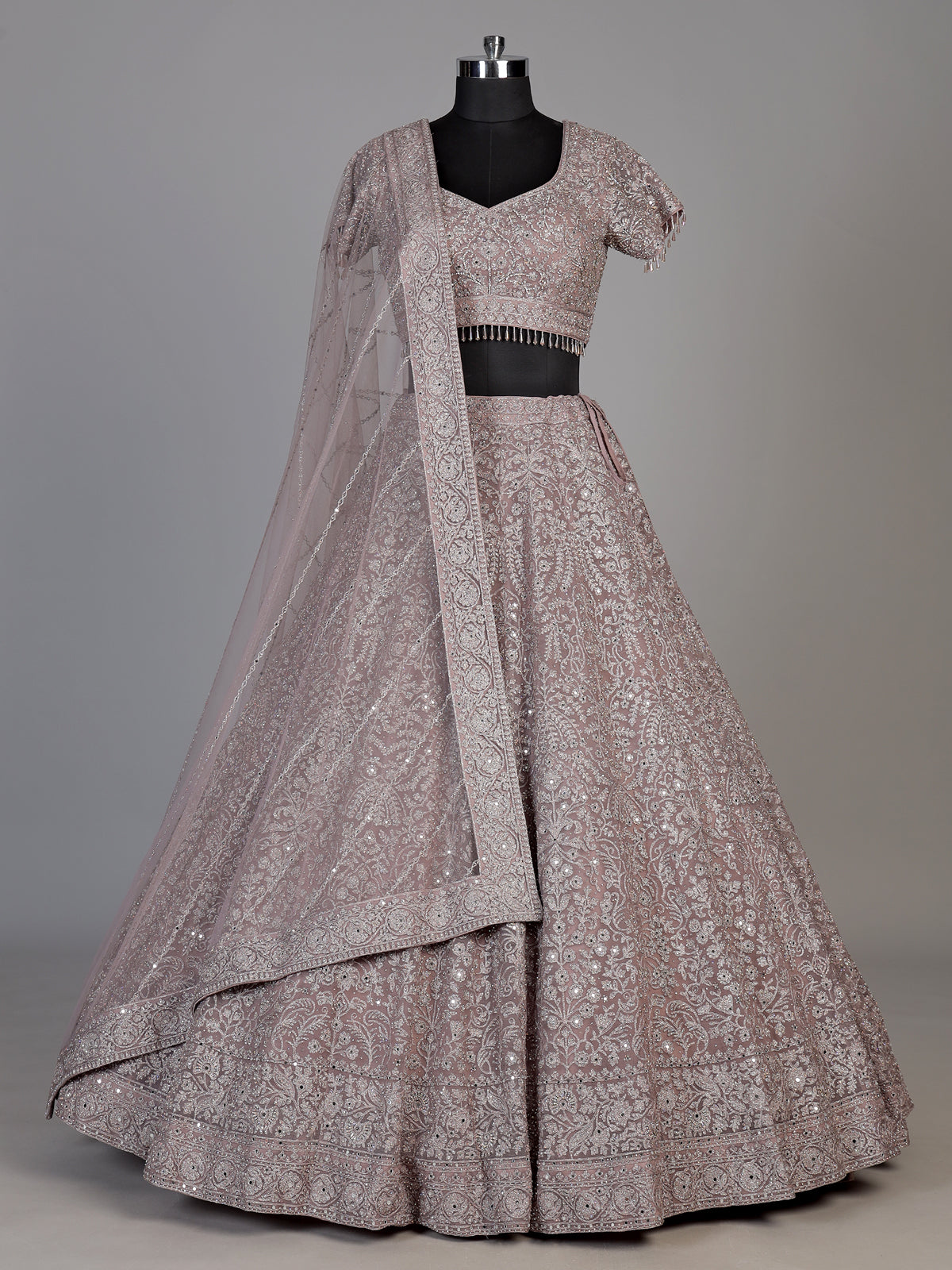 Mauve purple womens shimmer sequin lehenga