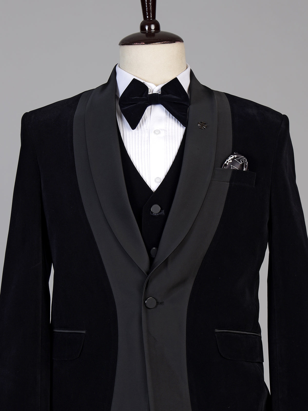 Black mens statement shawl lapel coat suit