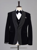 Black mens statement shawl lapel coat suit