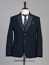 Midnight blue mens embroidered tuxedo coat suit
