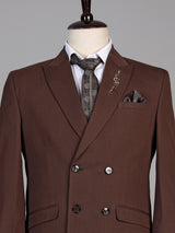 Coffee brown mens double breasted coat suit