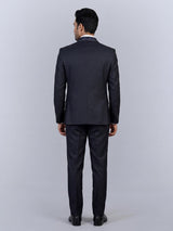 Navy black mens elegant jacquard coat suit