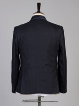 Navy black mens elegant jacquard coat suit