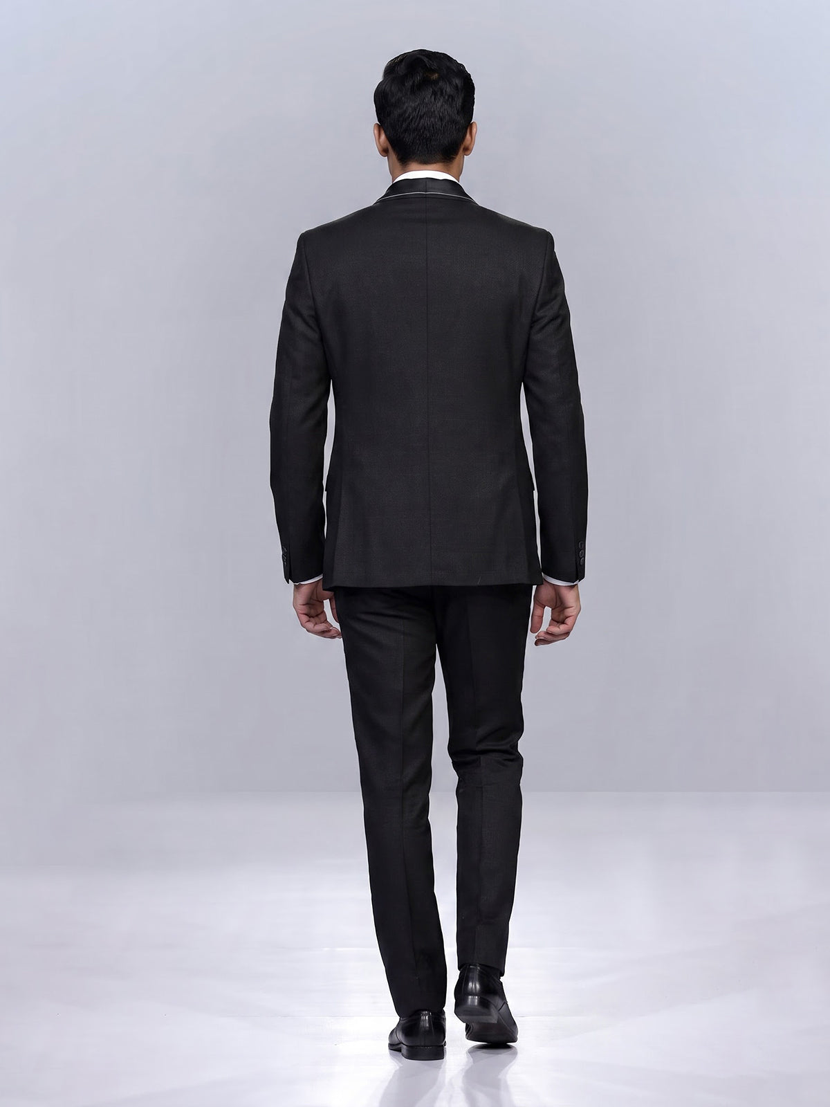 Black mens classic satin shawl coat suit