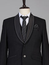 Black mens classic satin shawl coat suit