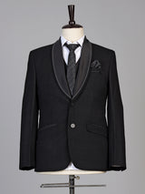 Black mens classic satin shawl coat suit
