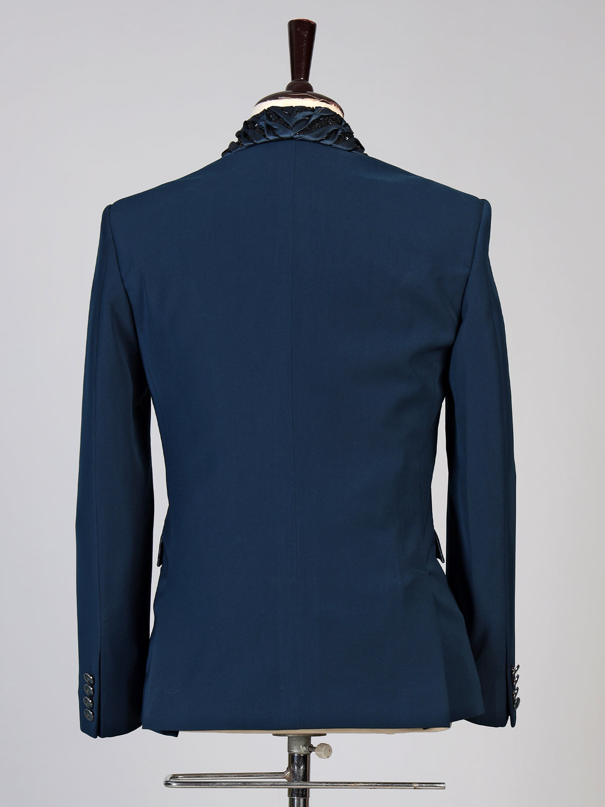 Teal blue mens embellished tuxedo coat suit