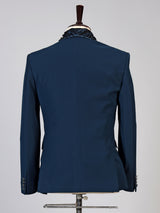 Teal blue mens embellished tuxedo coat suit