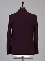 Deep maroon mens cutdana tuxedo coat suit