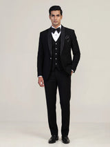 Black mens metallic textured tuxedo coat suit