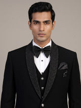 Black mens metallic textured tuxedo coat suit