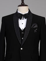 Black mens metallic textured tuxedo coat suit