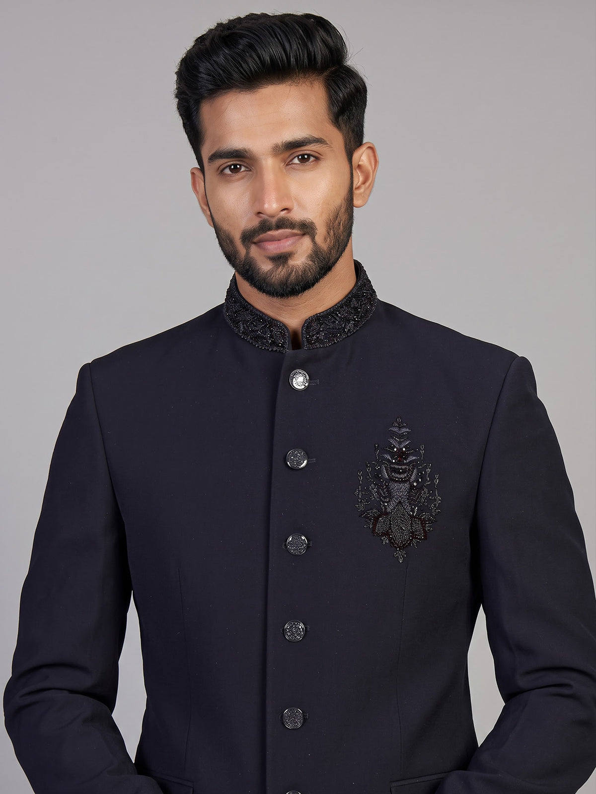 Navy mens imperial embellished jodhpuri suit