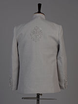 Grey mens botanical jacket jodhpuri suit