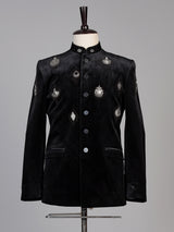 Black mens swarovski embellished jodhpuri suit