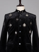 Black mens swarovski embellished jodhpuri suit