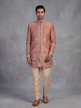 Rust orange mens fusion jacket indo western