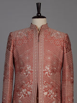 Rust orange mens fusion jacket indo western