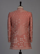 Rust orange mens fusion jacket indo western