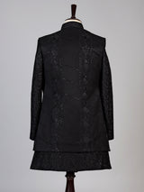 Black mens tone-on-tone jacket indo western