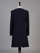 Navy blue mens pashmina embroidered indo western