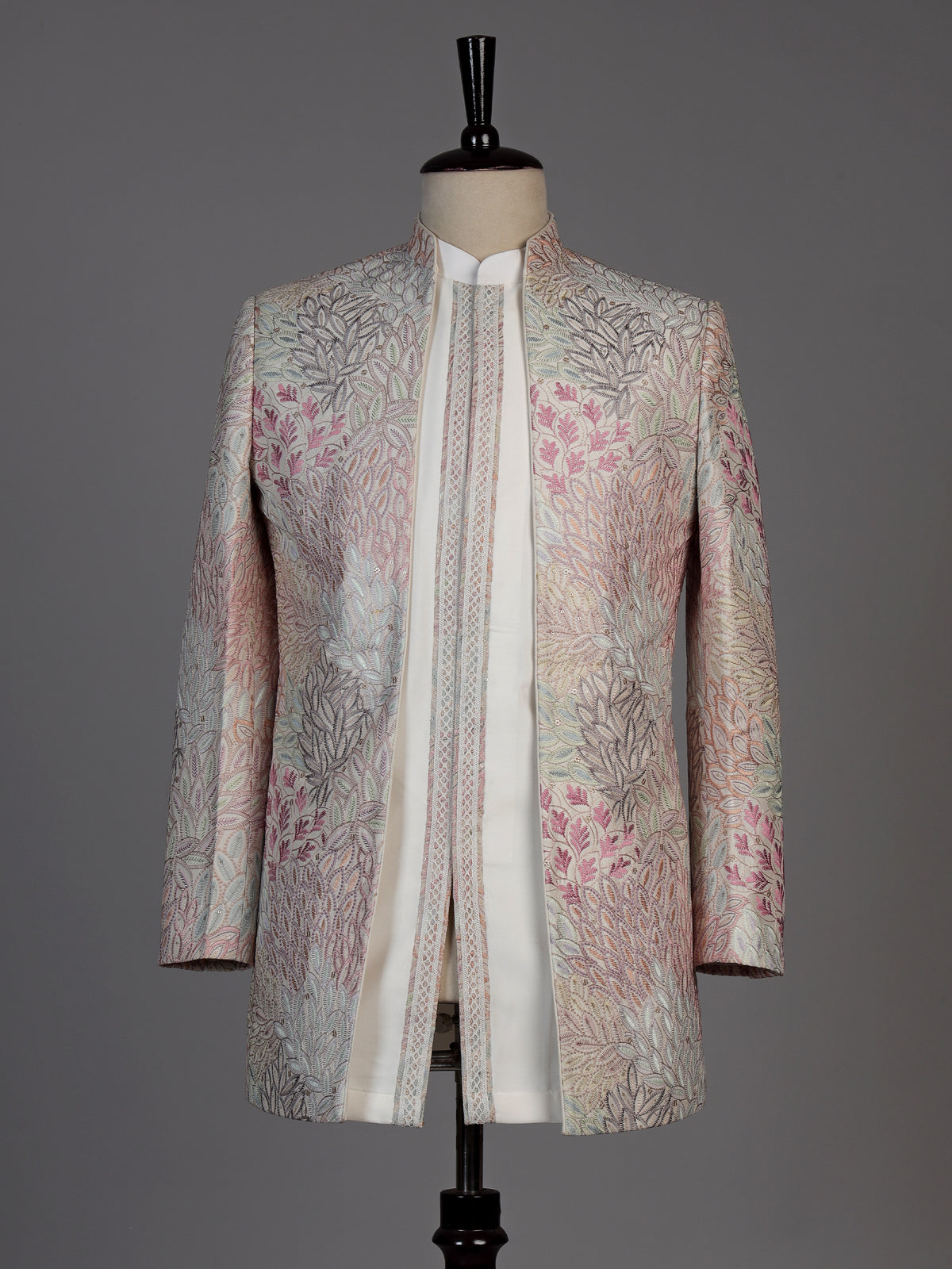 Multi color mens botanical jacket indo western