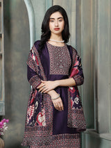 Purple silk women geometric patola kurti set