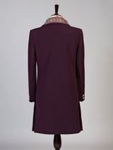 Wine embroidered groom sherwani for men
