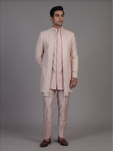 Pink jacquard silk jacket sherwani for men