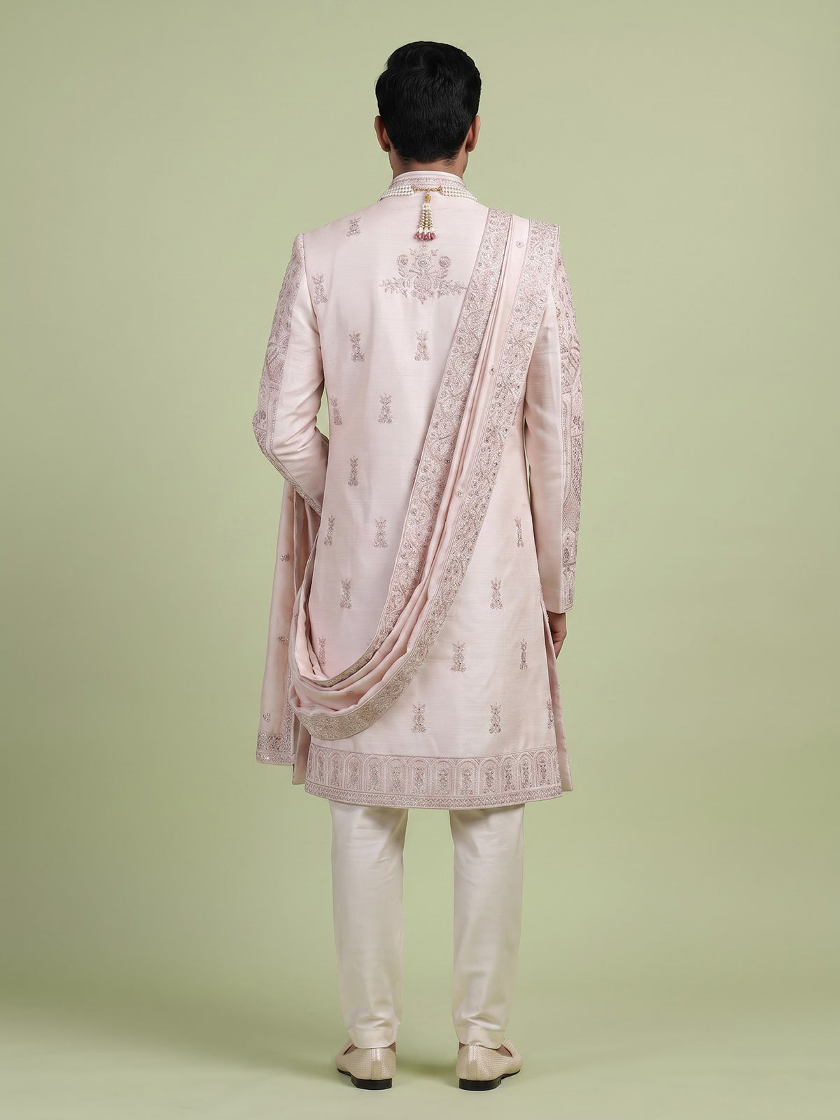 Blush pink embroidered sherwani for men
