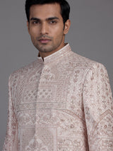 Blush pink embroidered sherwani for men
