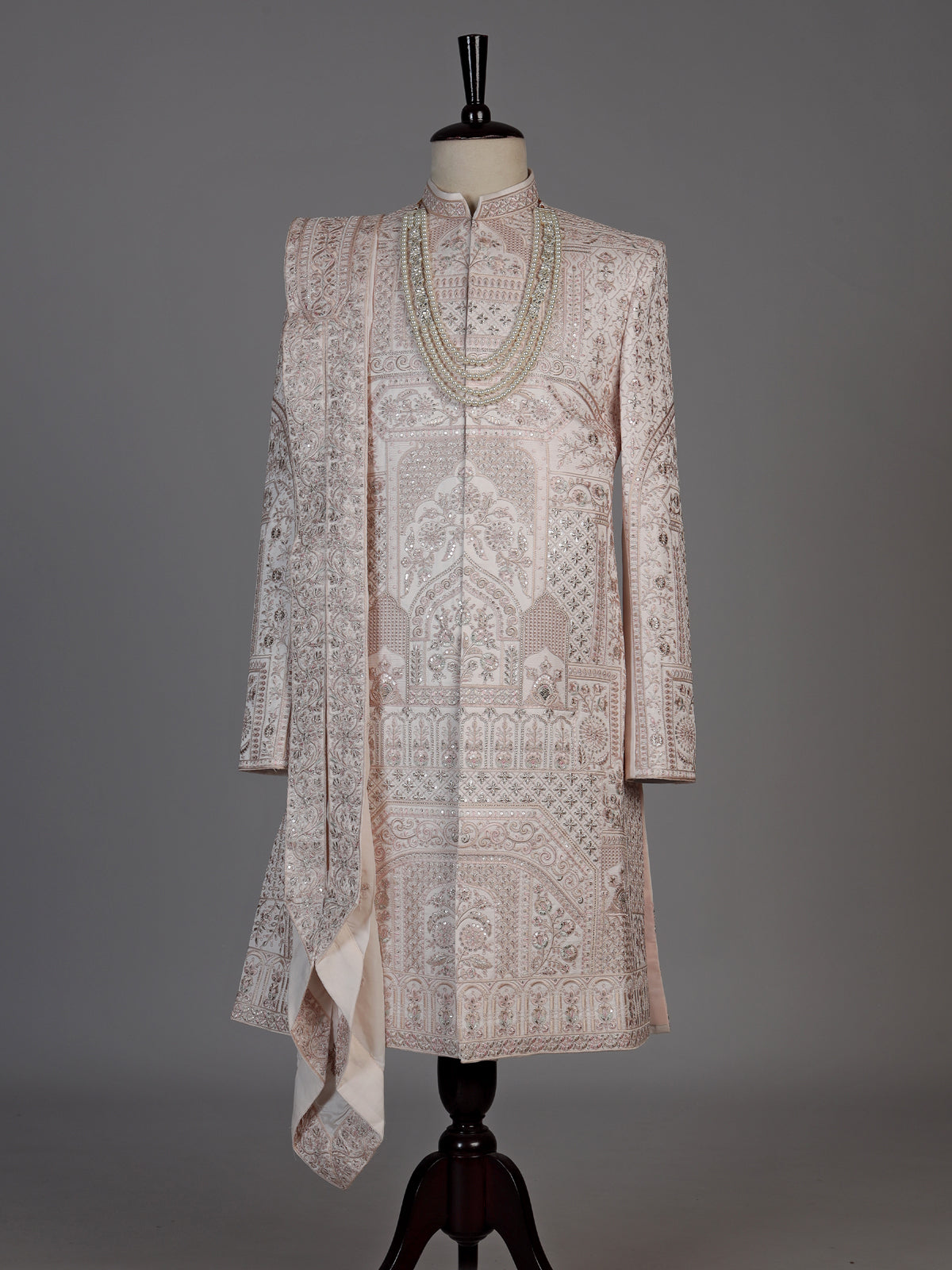 Blush pink embroidered sherwani for men